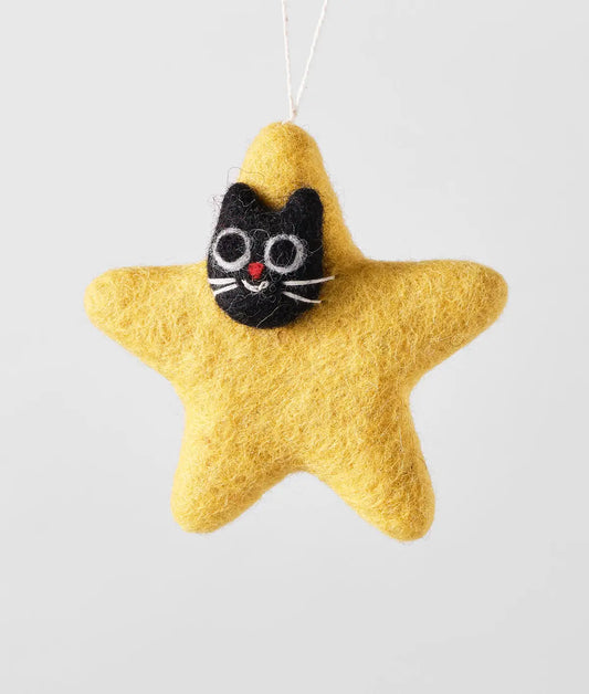 felt ornament - star cat