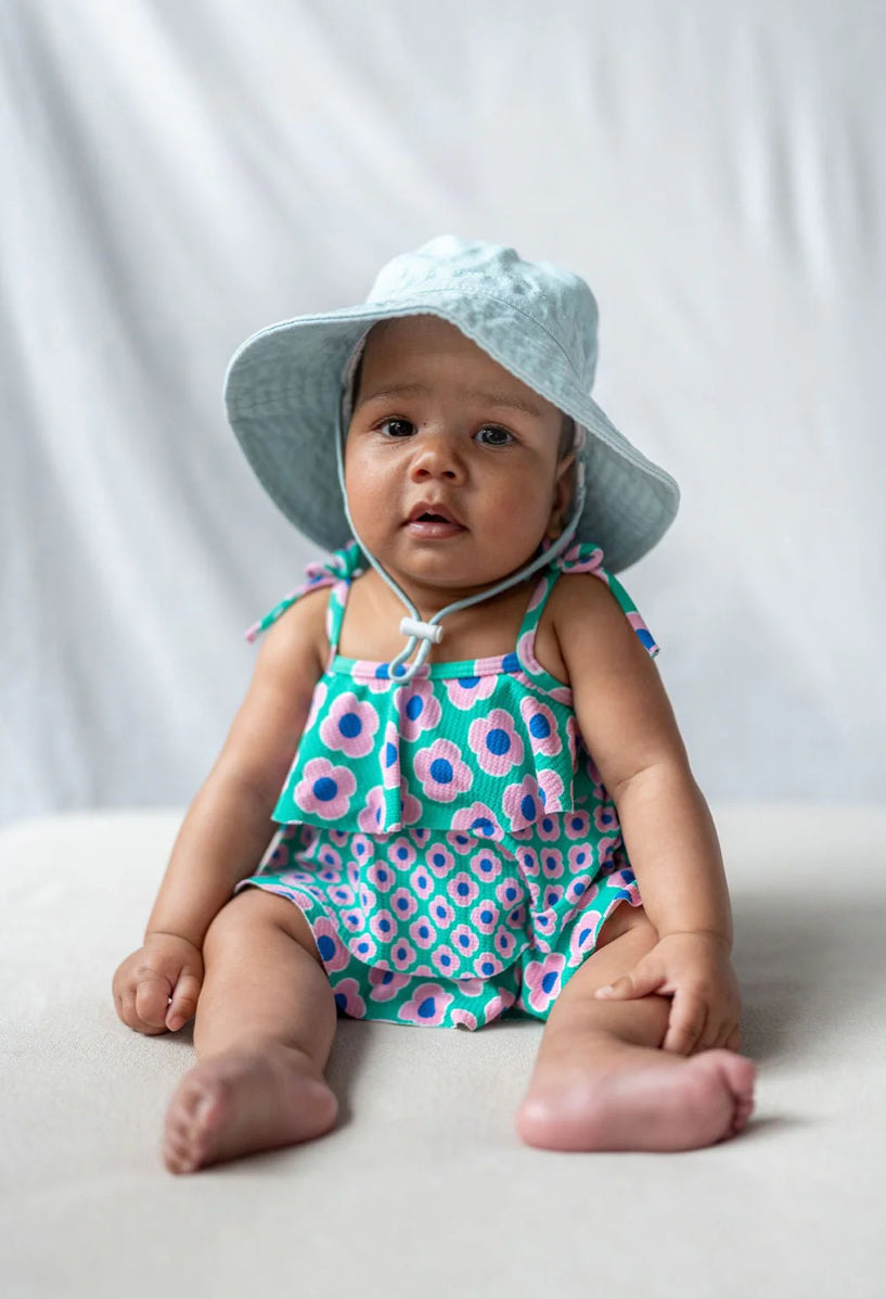 Blue Wide Brim Infant Hat