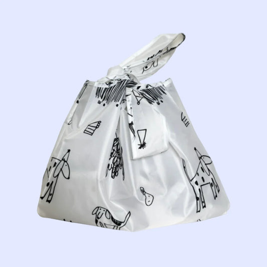 re-usable bag - party pups black and white