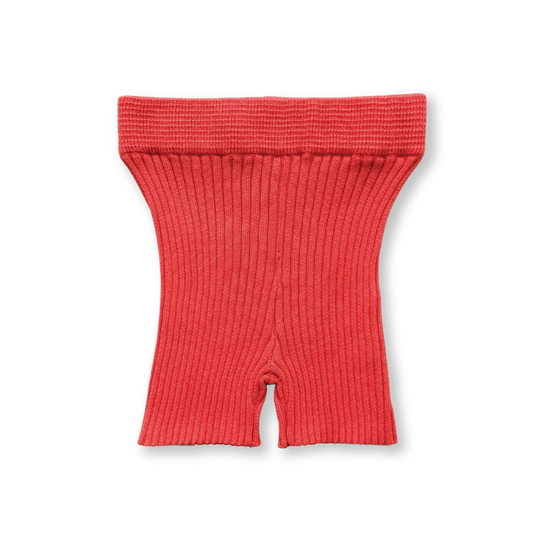 Ribbed bike shorts red