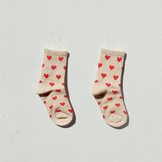 Beige Hearts Socks