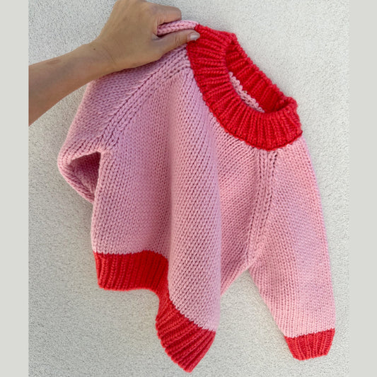 Willa Contrast Knit - Pink/Red