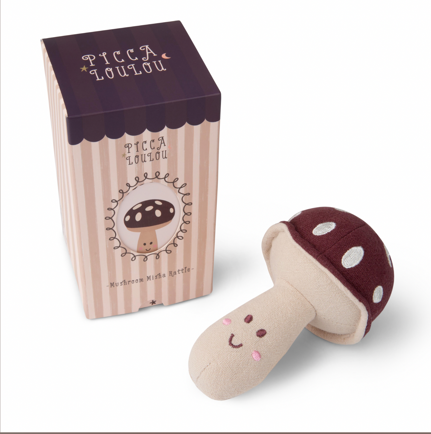 Mushroom Misha rattle - burgundy - in box