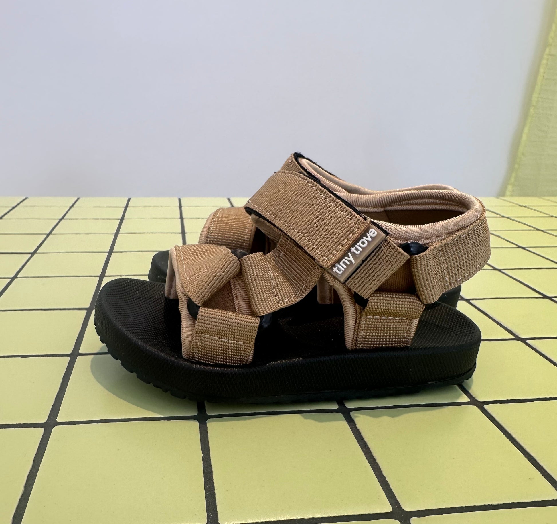 Olympia sandals in latte by tiny trove