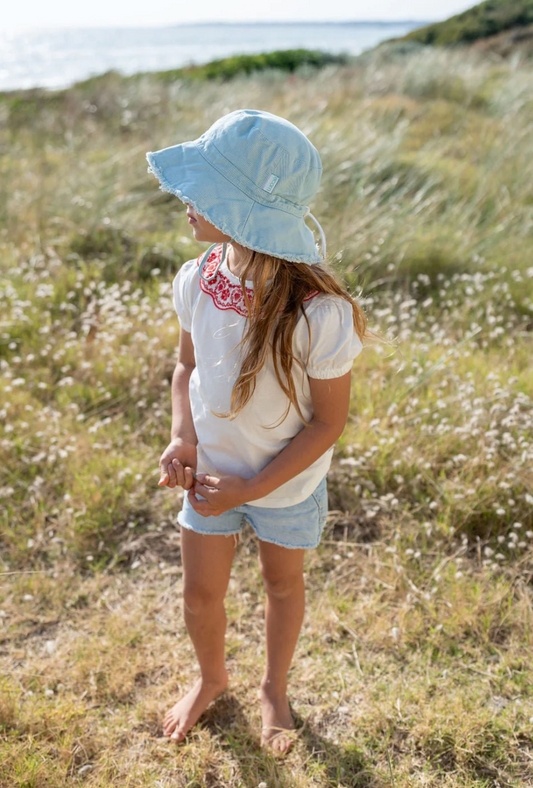 Frayed bucket hat - seafoam light blue