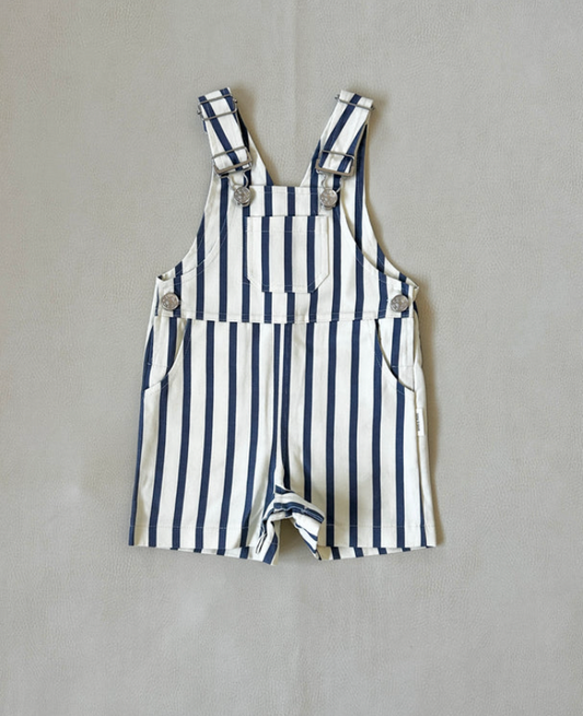 Ellis stripe cotton overalls - cream/blue stripe