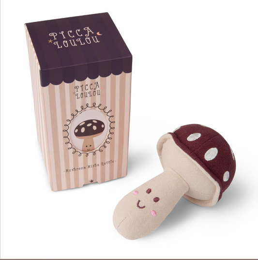 Mushroom Misha rattle - burgundy - in box