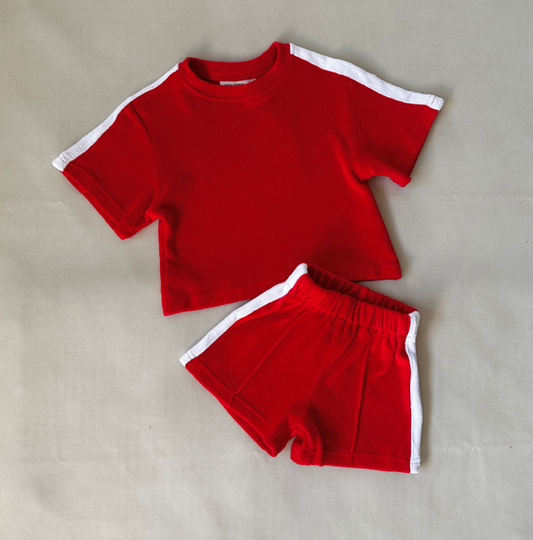 Atlas cotton terry towelling - apple red