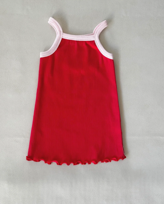 Elsie Mini Ribbed Dress - Red/Pink