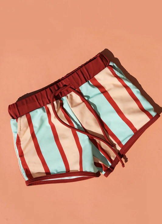 Stripe swim short - maroon