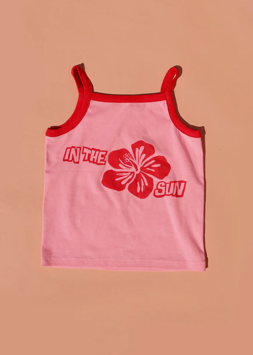 Hibiscus singlet - pink and red