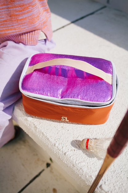 Cooler bag | glossy magenta + gravel orange