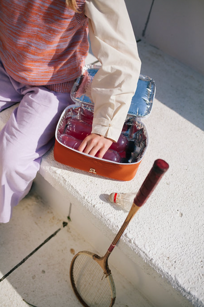 Cooler bag | glossy magenta + gravel orange