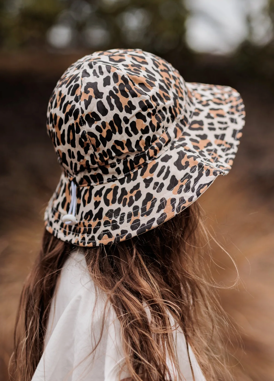 leopard wide brim hat | kids