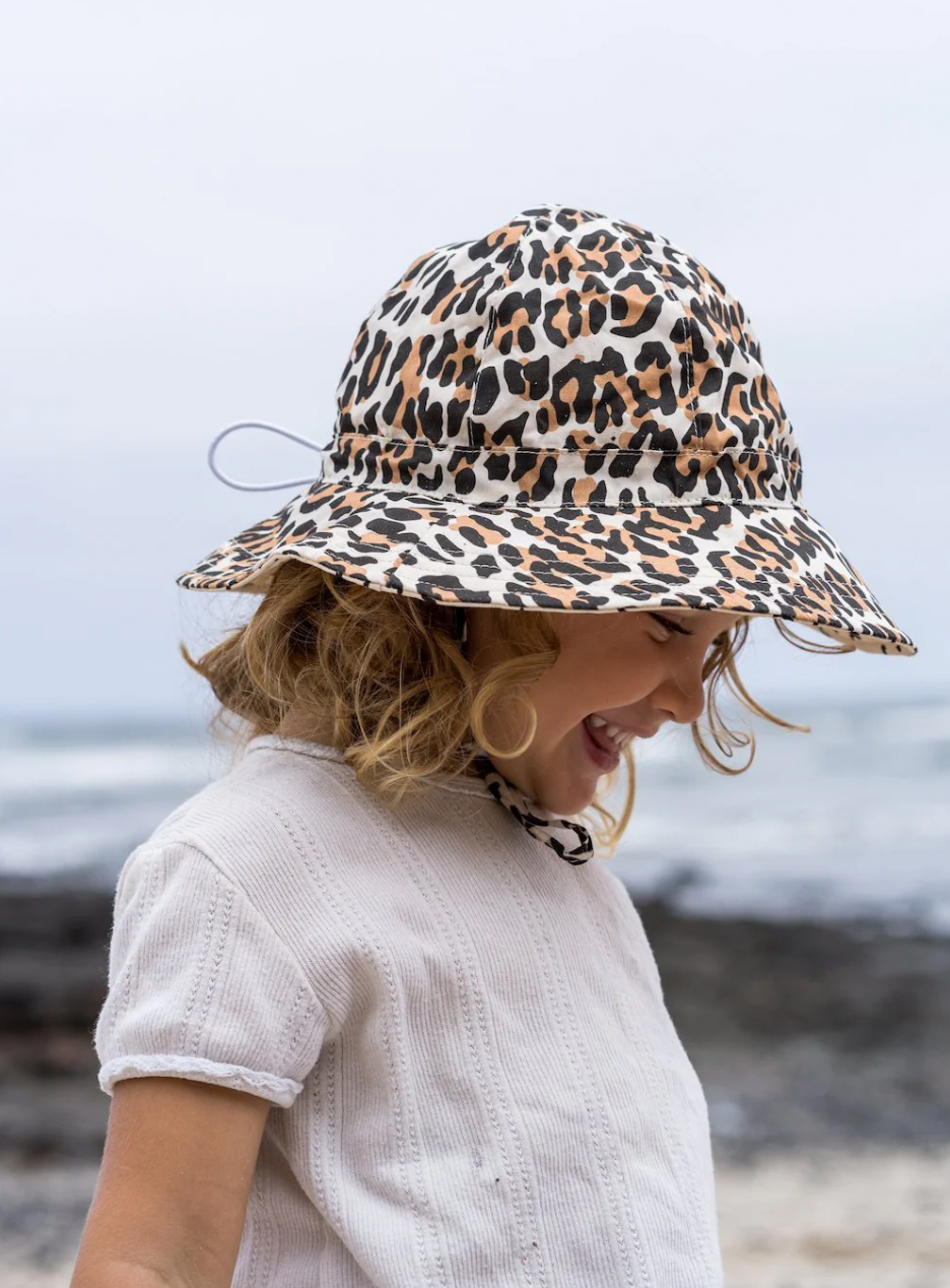 leopard wide brim hat | kids