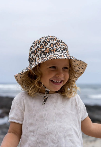 leopard wide brim hat | kids