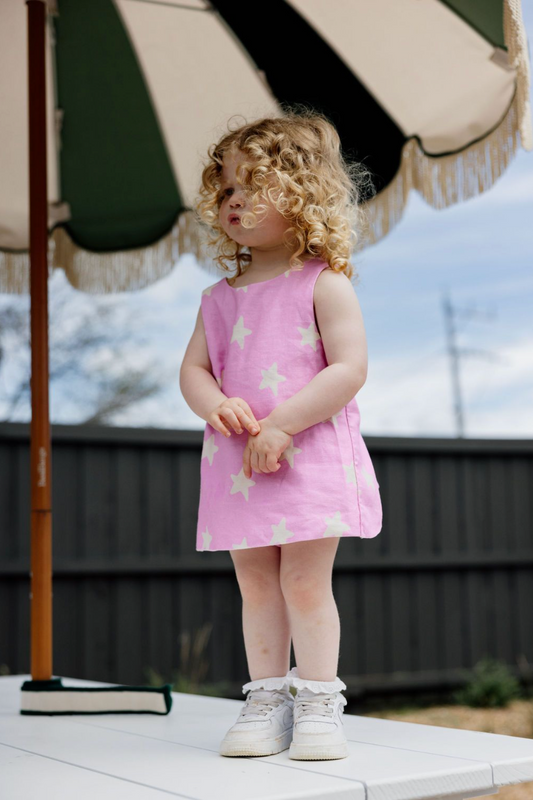 Mackenzie dress and bloomers | pink stars