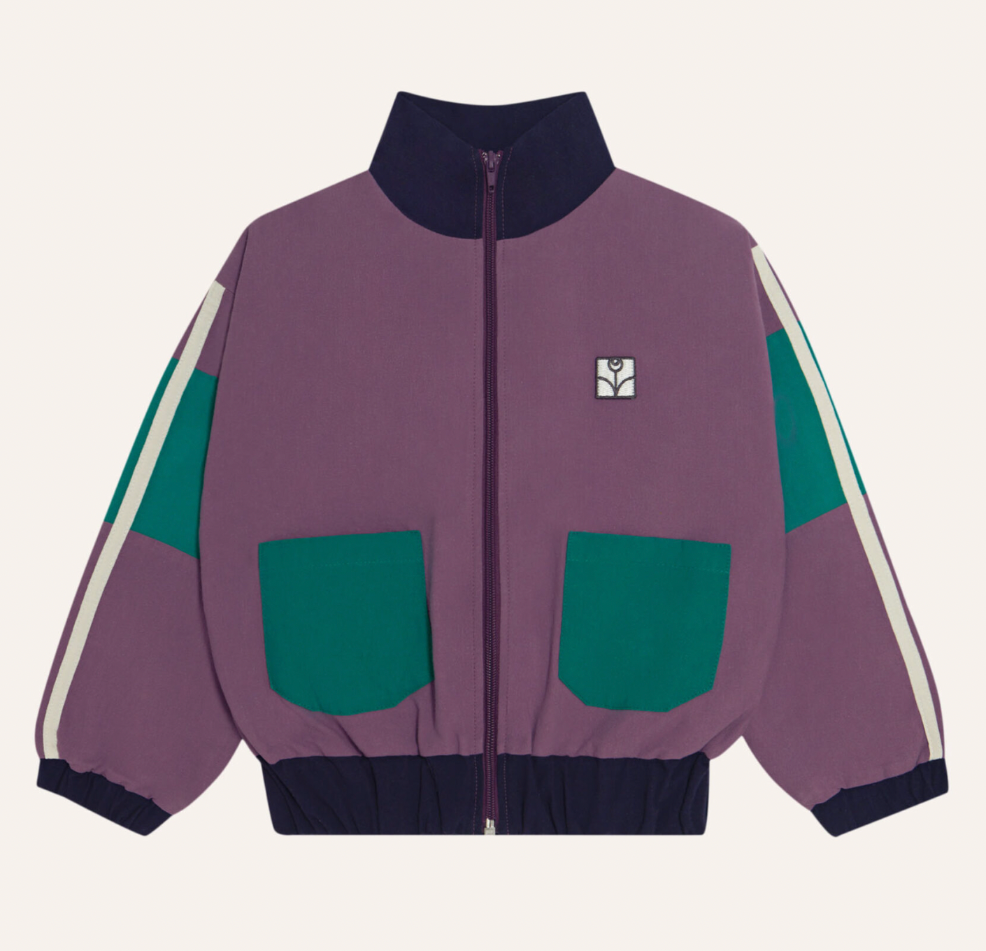 Purple colour block kids jacket