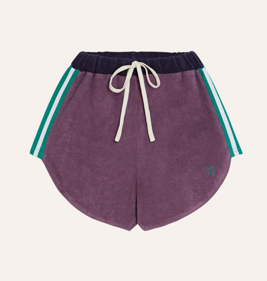 Purple colour block kids shorts