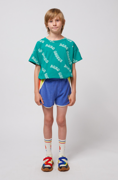 Smiling colour block terry shorts