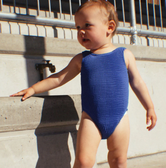 one - piece crinkle swimsuit - electric blue