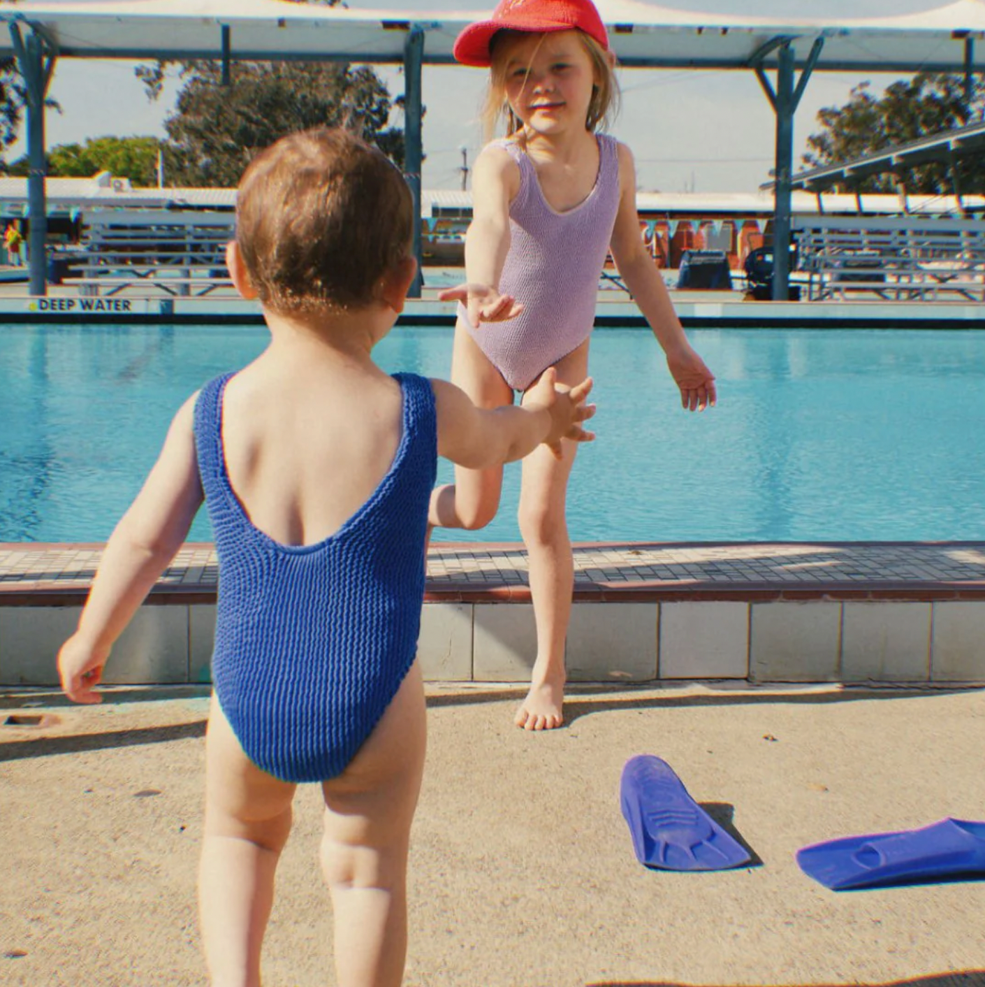 one - piece crinkle swimsuit - electric blue