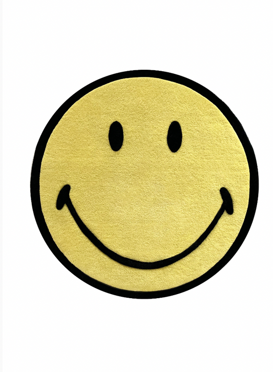 smiley floor rug - yellow