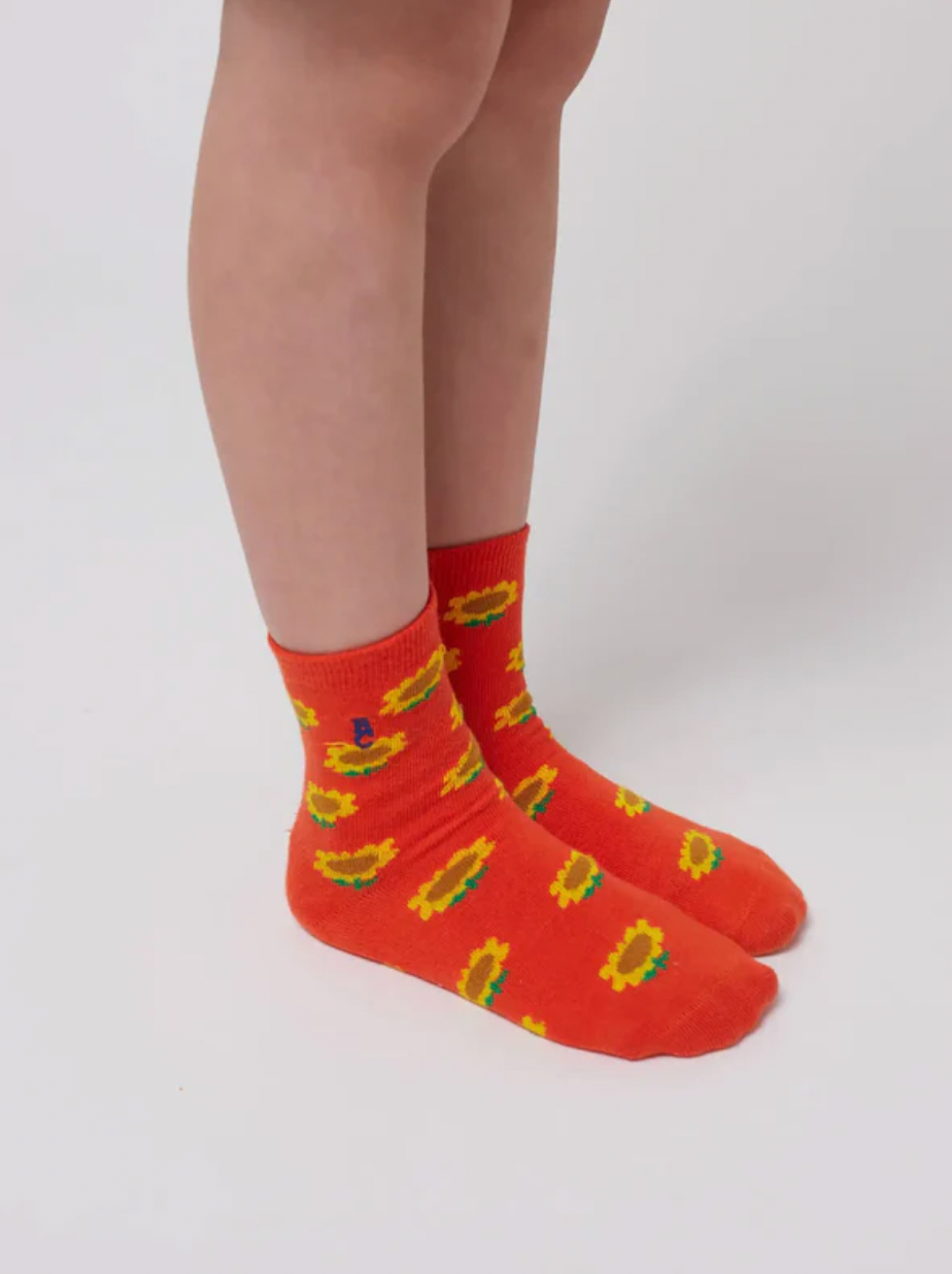 Sunflowers all over short socks | kids