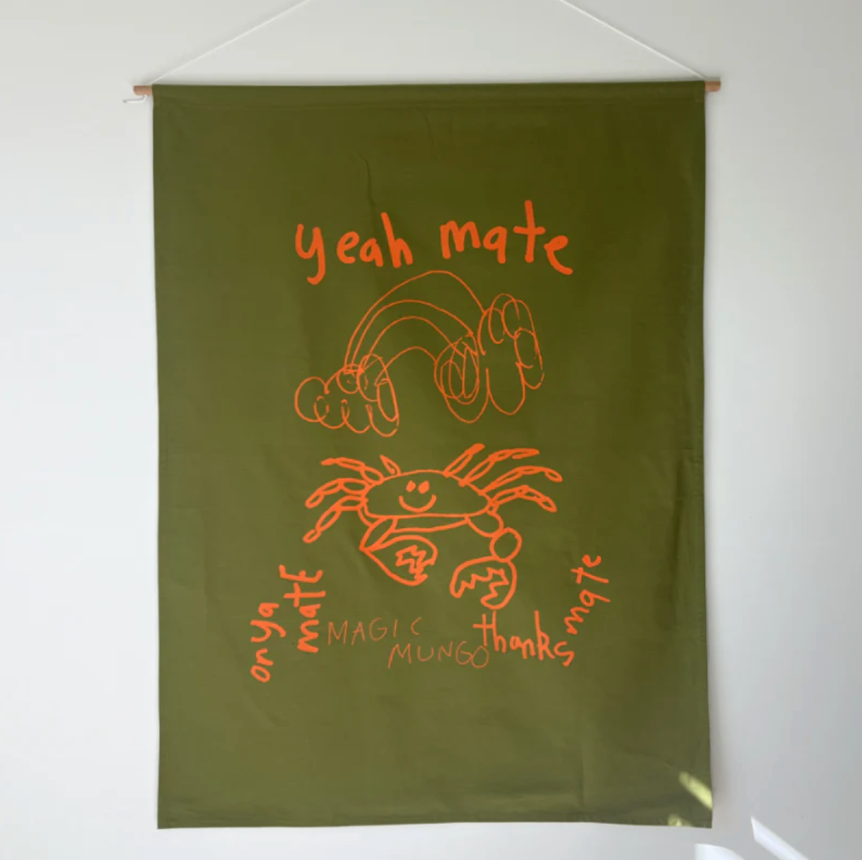 YEAH MATE WALL ART in Khaki by Magic Mungo