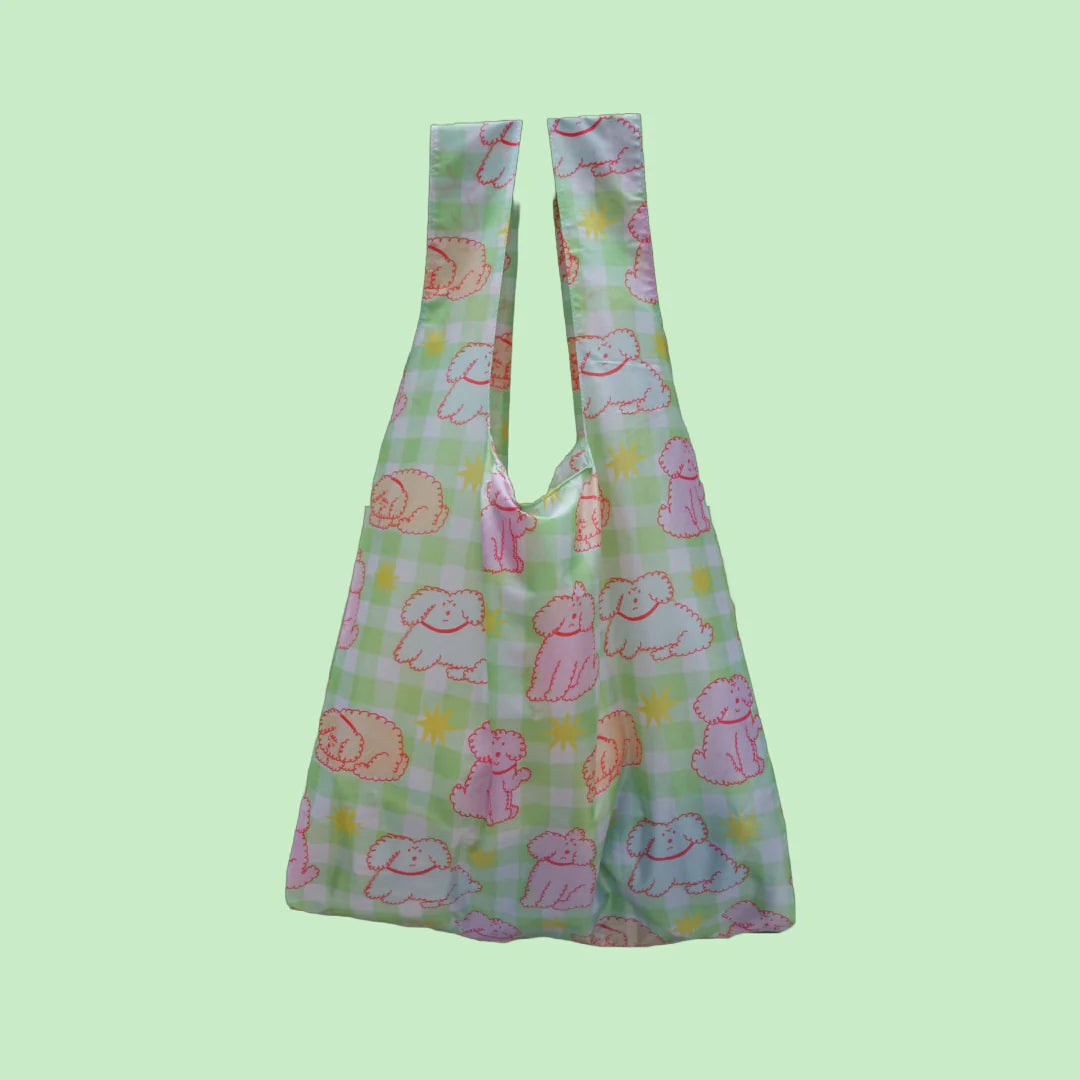 Re-usable bag - oodles of poodles green