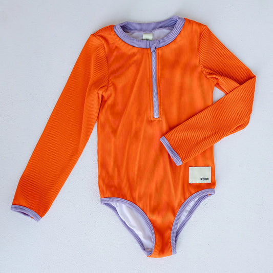 Pekpi Onepiece Swimwear Orange longsleeve